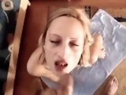 Thin blonde gets cumshot in her mouth