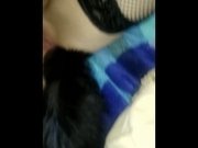 Anal fucking with cat tail butt plug..
